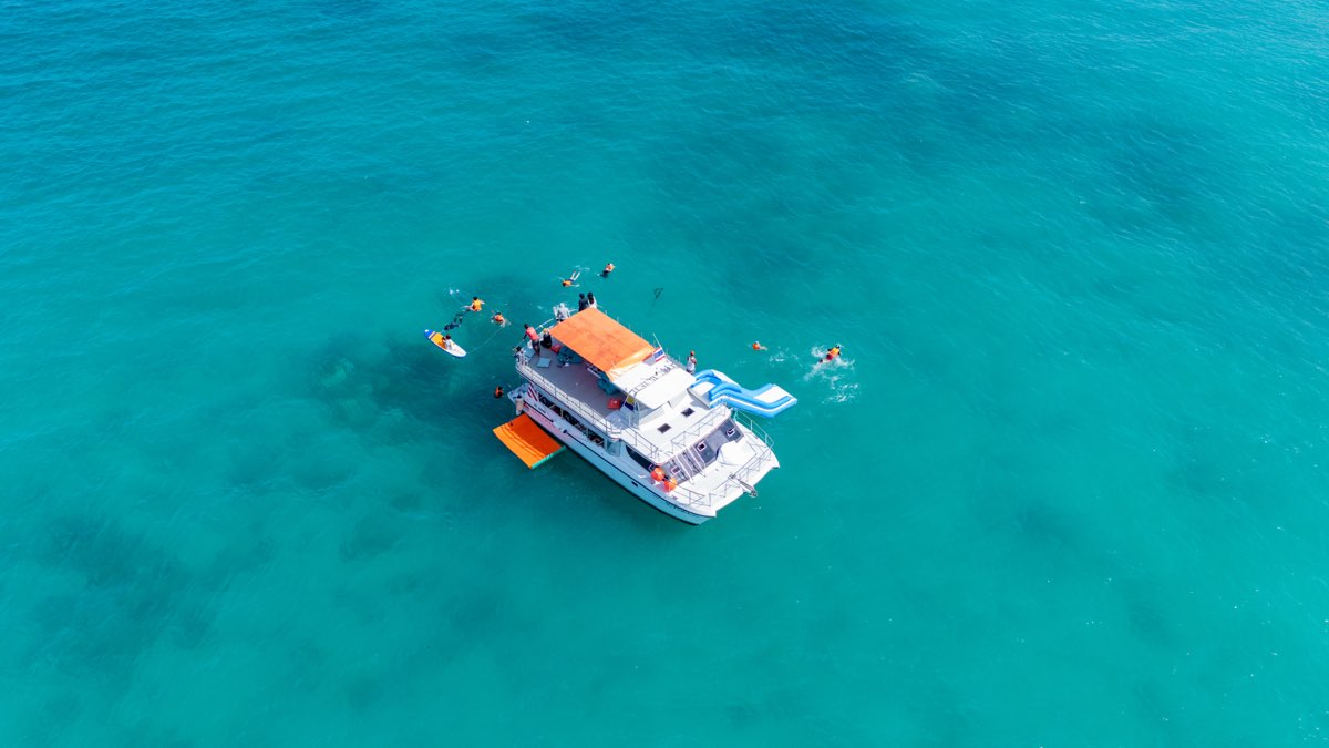 Kygo 48ft power catamaran aerial view, Phuket